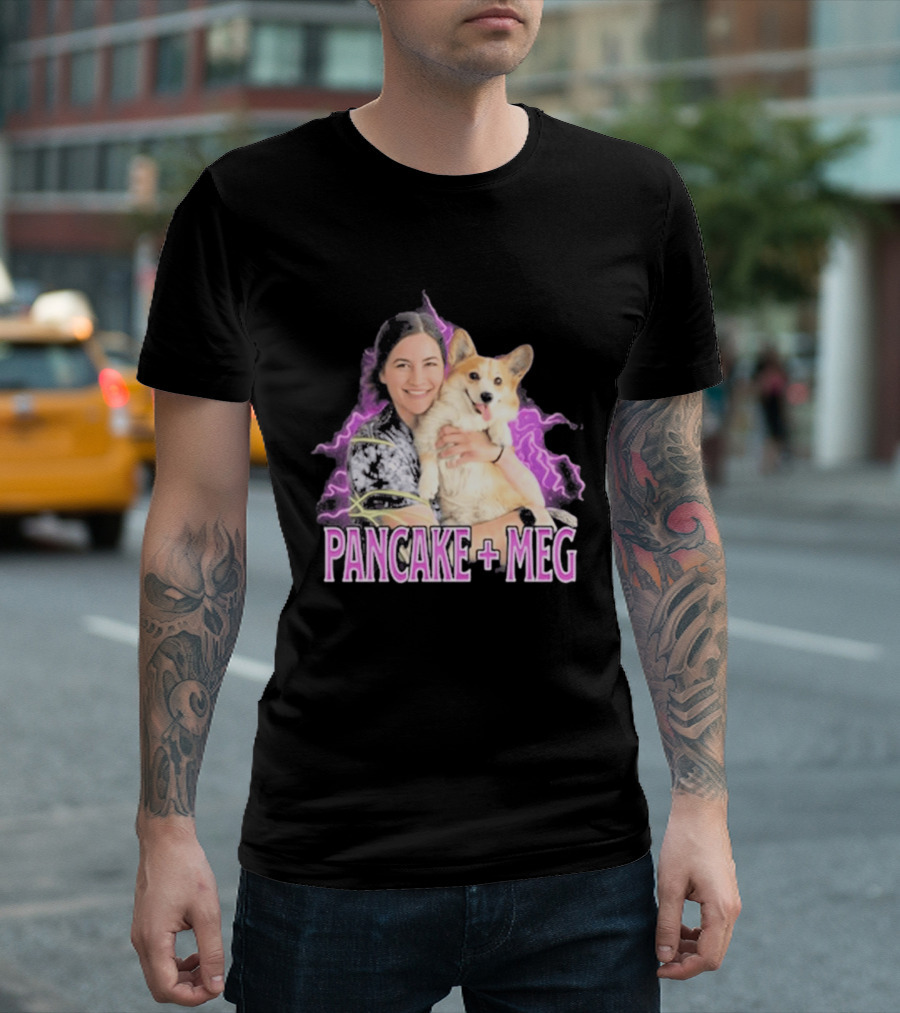 Pancake + Meg Electric Purple Corgi Hug T-Shirt