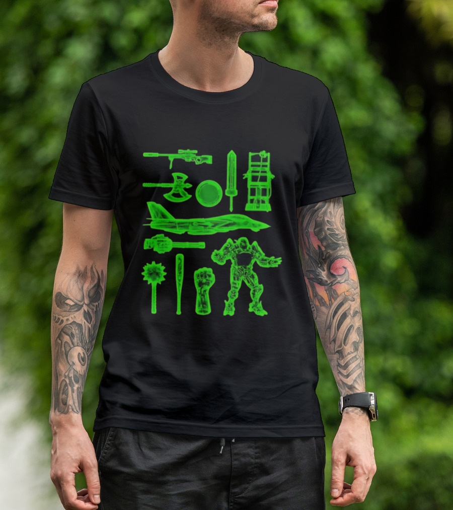 Ring Weapons Axe Sword Jet Robot Icon Collection T-Shirt