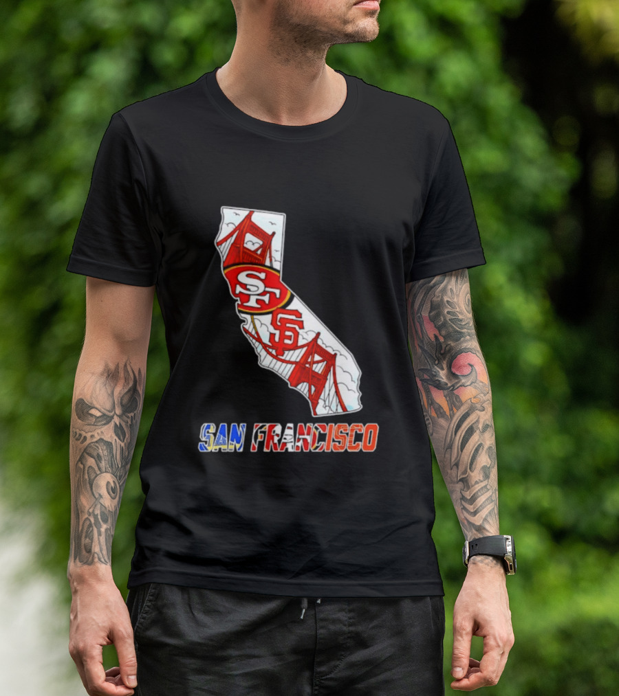 San Francisco 49ers Giants California Map T-Shirt
