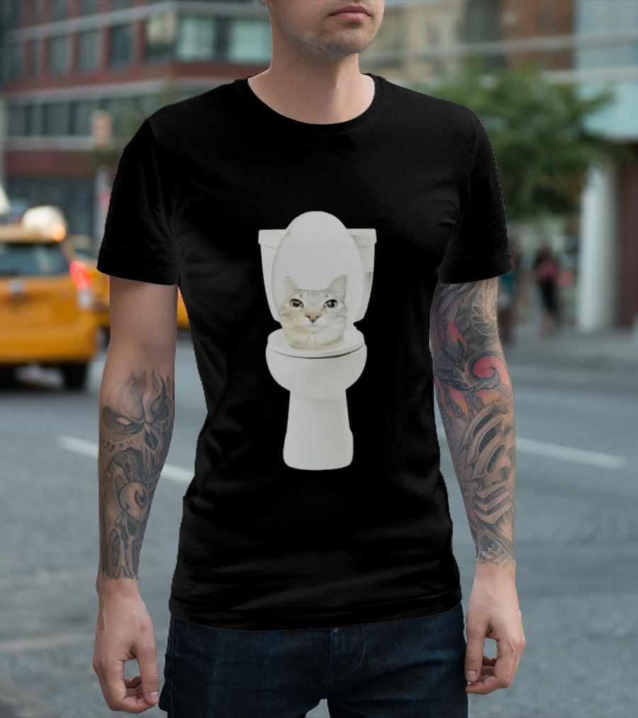 Skibidi Cat Toilet Humor Meme Fusion T-Shirt