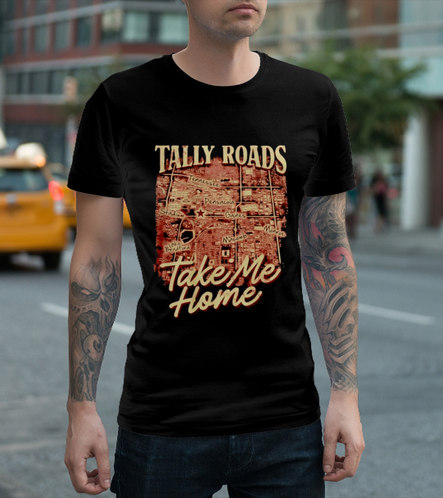 Tally Roads Map Take Me Home Tennessee Pensacola Stadium Monroe T-Shirt