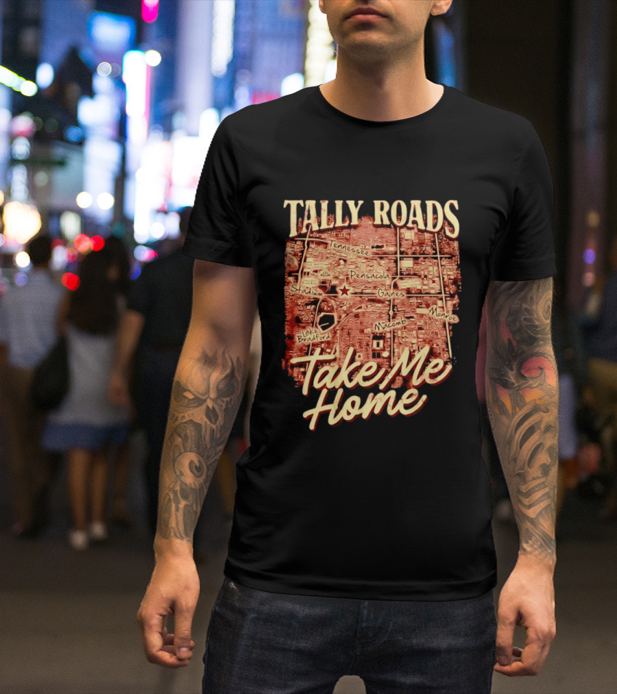 Tally Roads Map Take Me Home Tennessee Pensacola Stadium Monroe T-Shirt