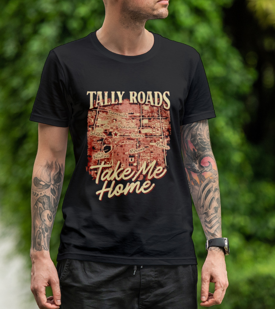 Tally Roads Map Take Me Home Tennessee Pensacola Stadium Monroe T-Shirt