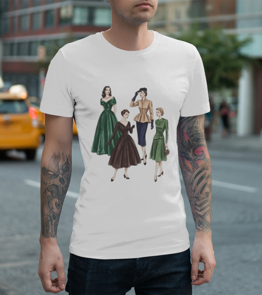 1950s Vintage Fashion Elegant Ladies Dresses T-Shirt