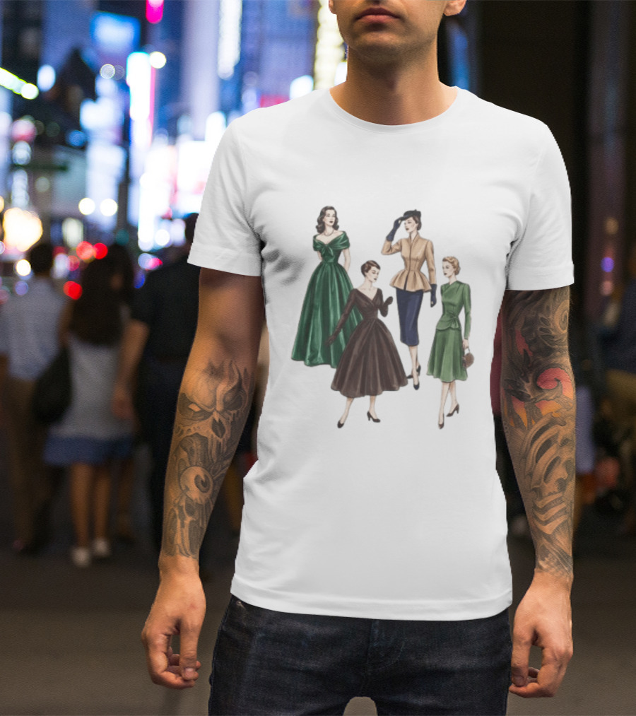 1950s Vintage Fashion Elegant Ladies Dresses T-Shirt