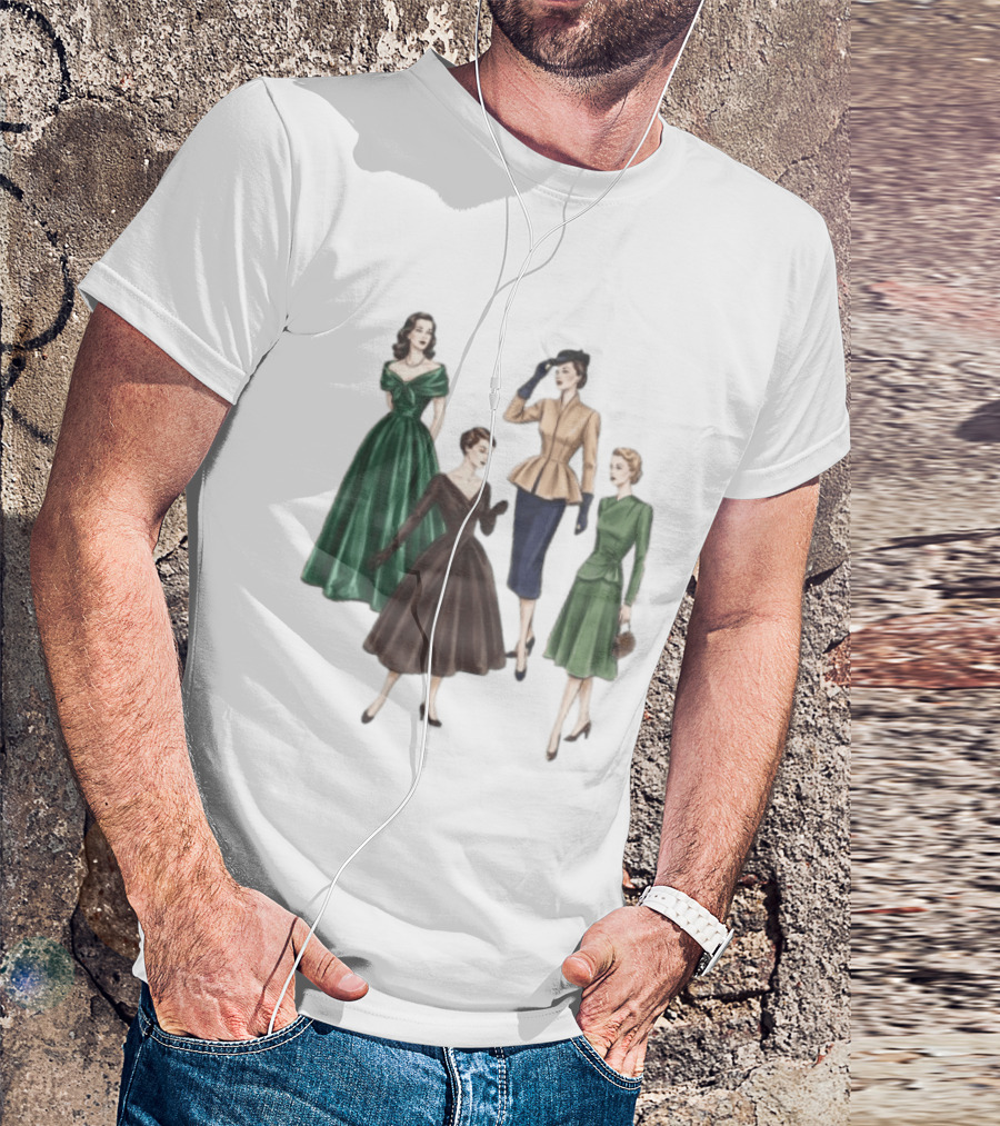 1950s Vintage Fashion Elegant Ladies Dresses T-Shirt