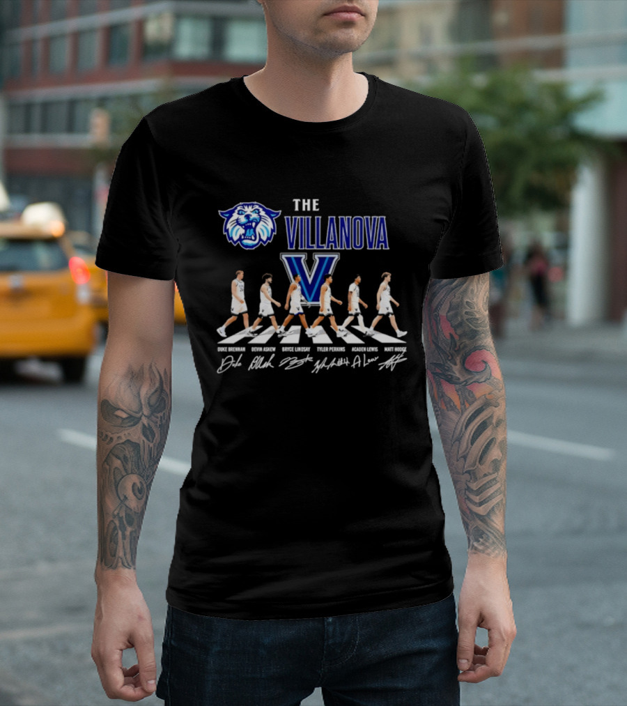 The Villanova Wildcats Abbey Road Duke Brennan Devin Askew Bryce Lindsay Tyler Perkins Acaden Lewis Matt Hodge Signatures T-Shirt