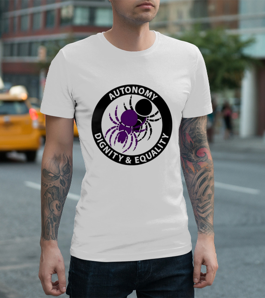Autonomy Dignity Equality Purple Spider Emblem Social Justice T-Shirt
