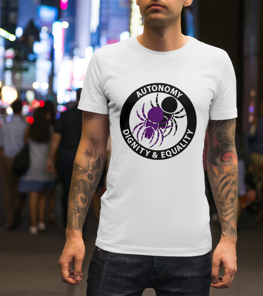 Autonomy Dignity Equality Purple Spider Emblem Social Justice T-Shirt