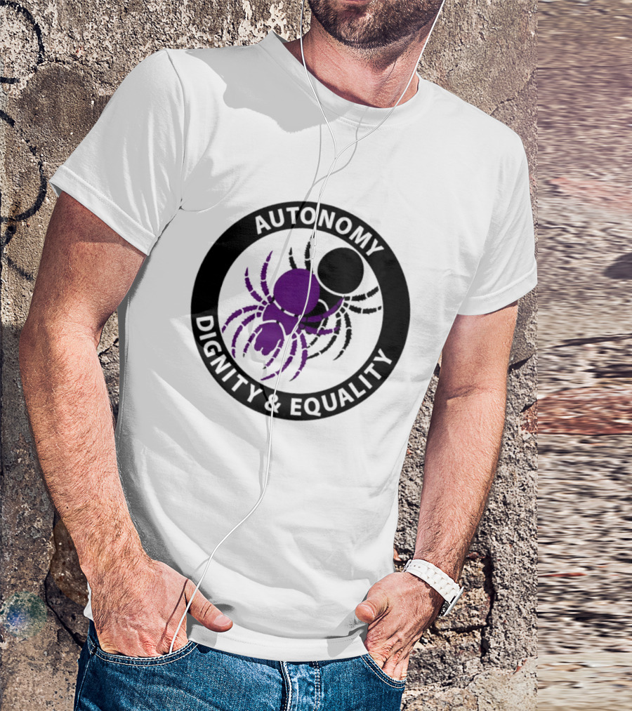 Autonomy Dignity Equality Purple Spider Emblem Social Justice T-Shirt