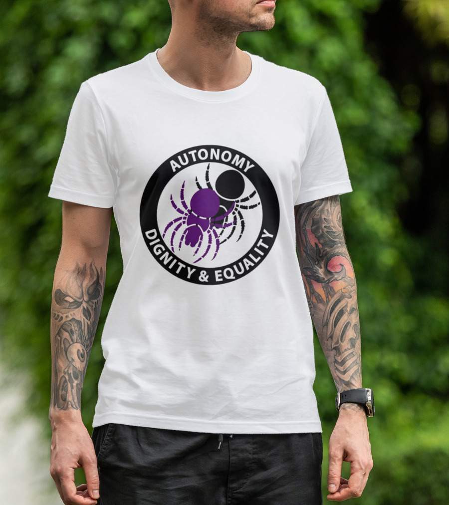 Autonomy Dignity Equality Purple Spider Emblem Social Justice T-Shirt