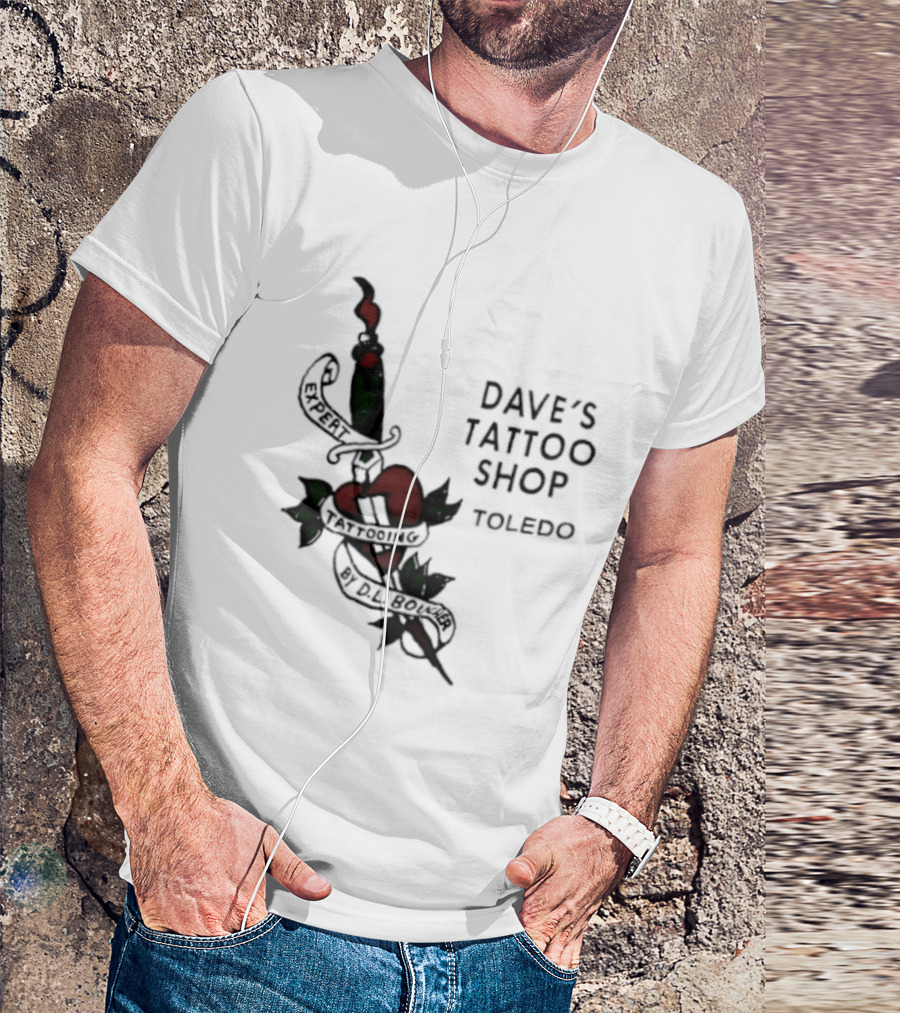 Dave's Tattoo Shop Toledo Expert Tattooing By DL Boucher Heart And Dagger Tattoo T-Shirt