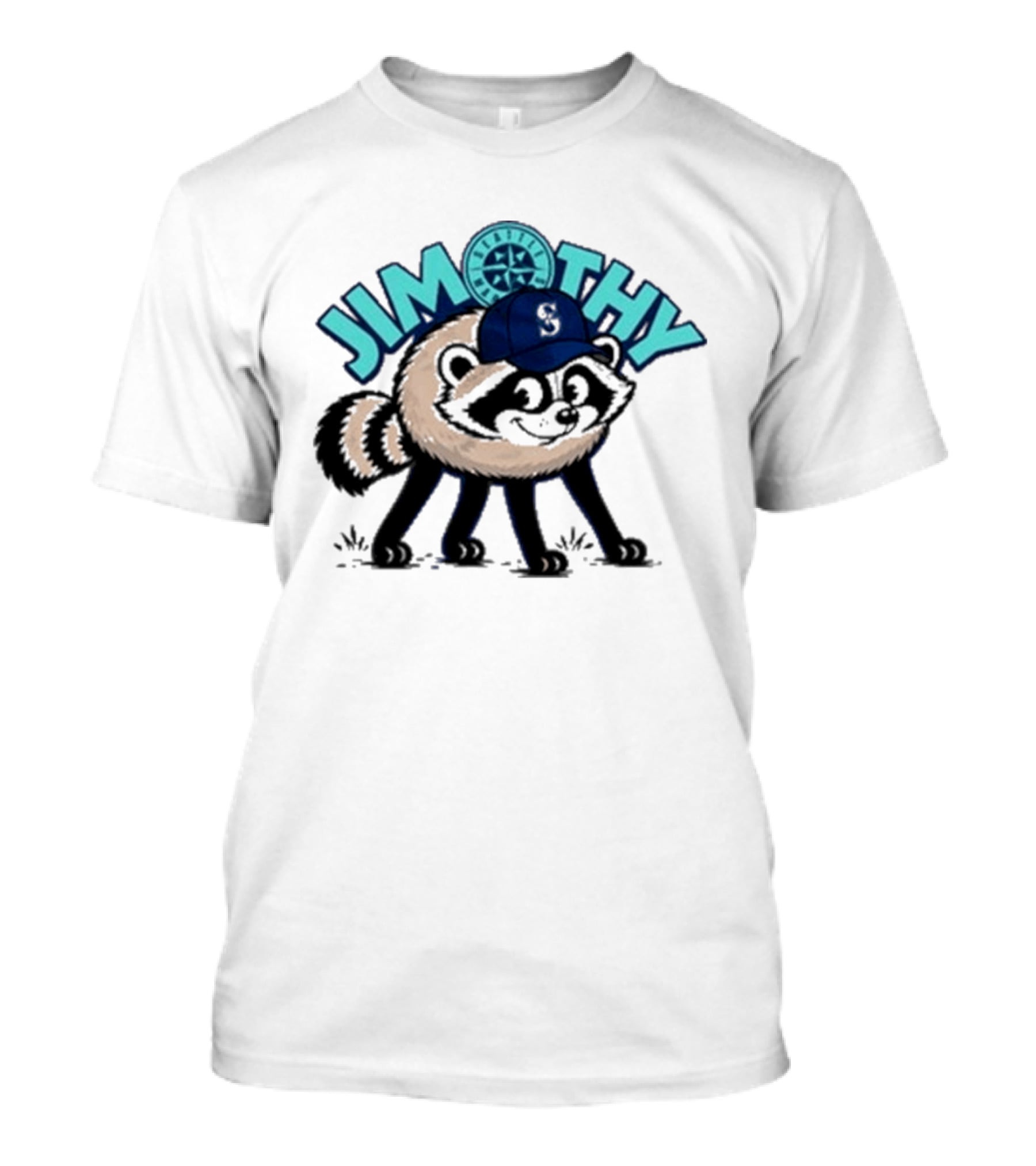 Jimothy Raccoon Seattle Night Cap With Star Compass T-Shirt