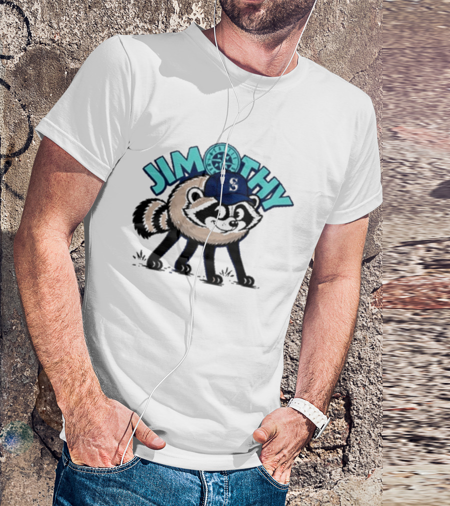 Jimothy Raccoon Seattle Night Cap With Star Compass T-Shirt