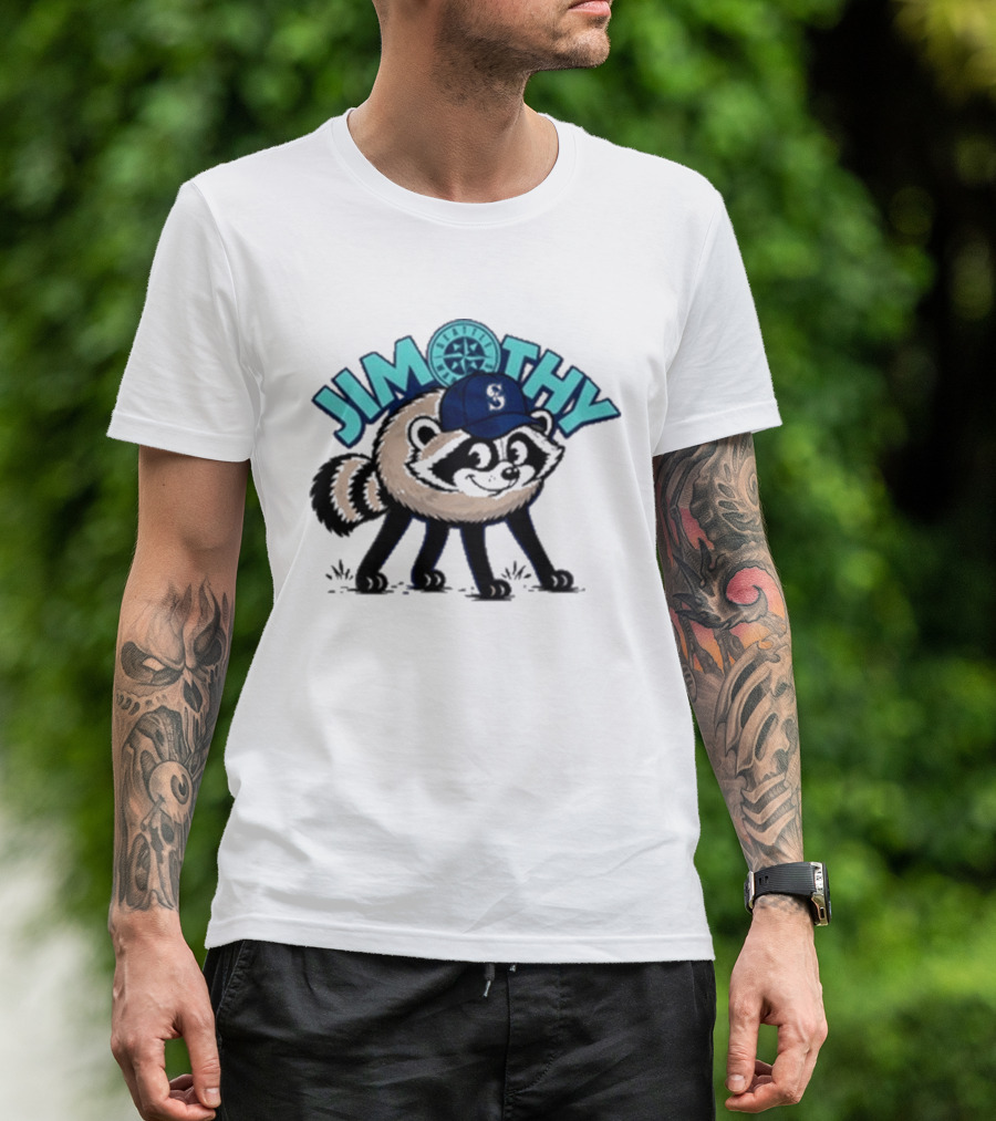 Jimothy Raccoon Seattle Night Cap With Star Compass T-Shirt