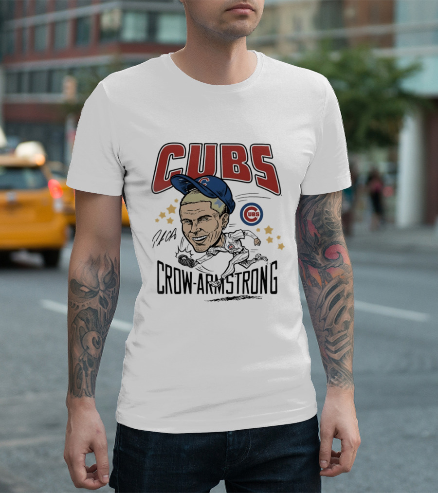 Cubs Pete Crow Armstrong Caricature MLB Player T-Shirt