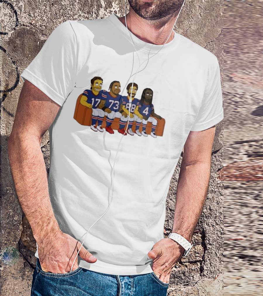 Williams Buffalo Bills Simpsons Styled Characters NFL Jersey Numbers 17 73 88 4 T-Shirt