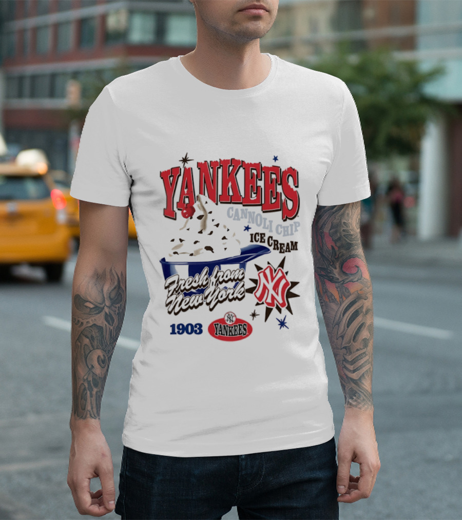 Yankees Cannoli Chip Ice Cream Fresh From New York Since 1903 T-Shirt