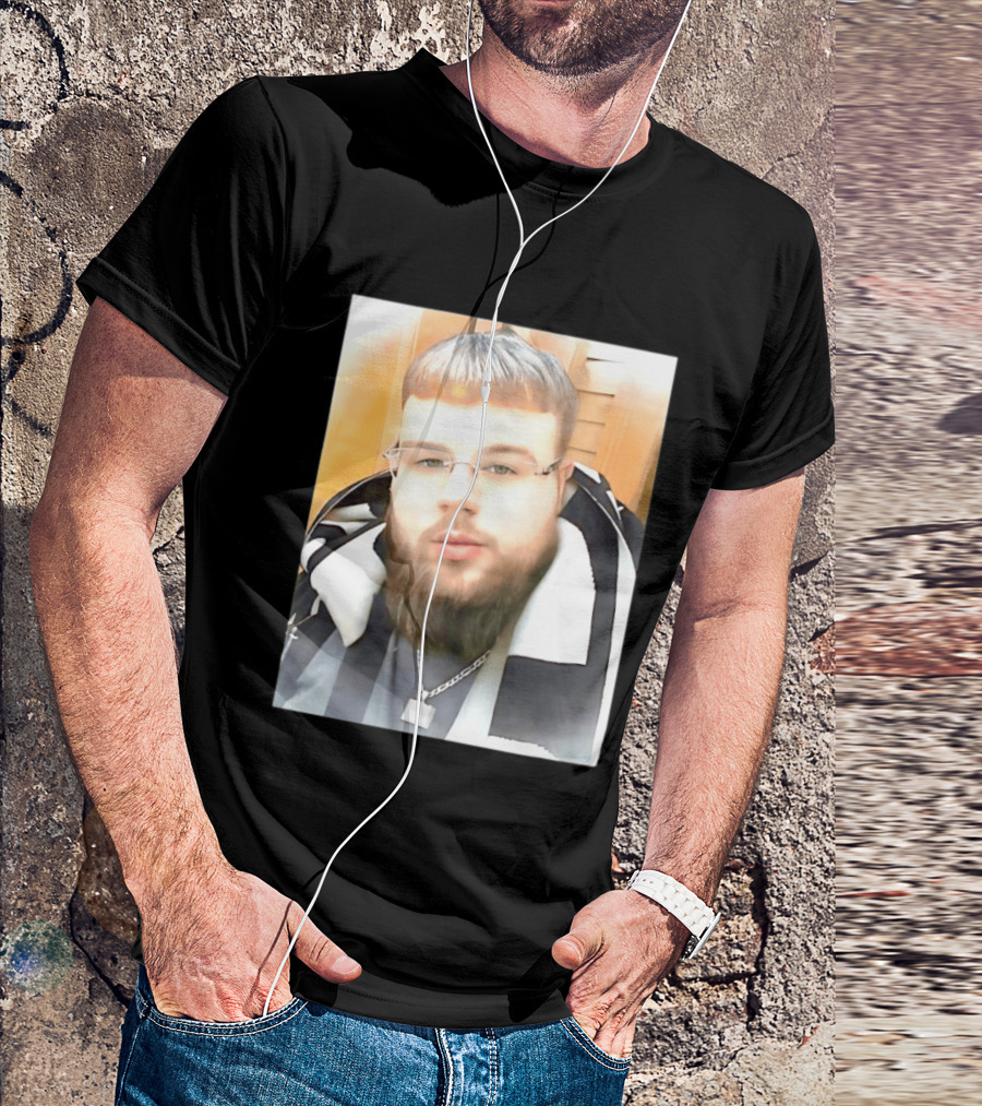 Joeyy Miracle Face Person Wearing Glasses And Chain With Striped Scarf T-Shirt