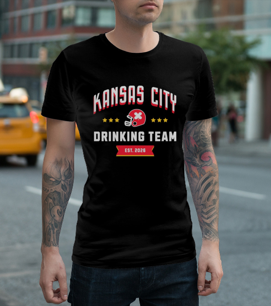 Kansas City Drinking Team Football Est 2026 Helmet Stars T-Shirt