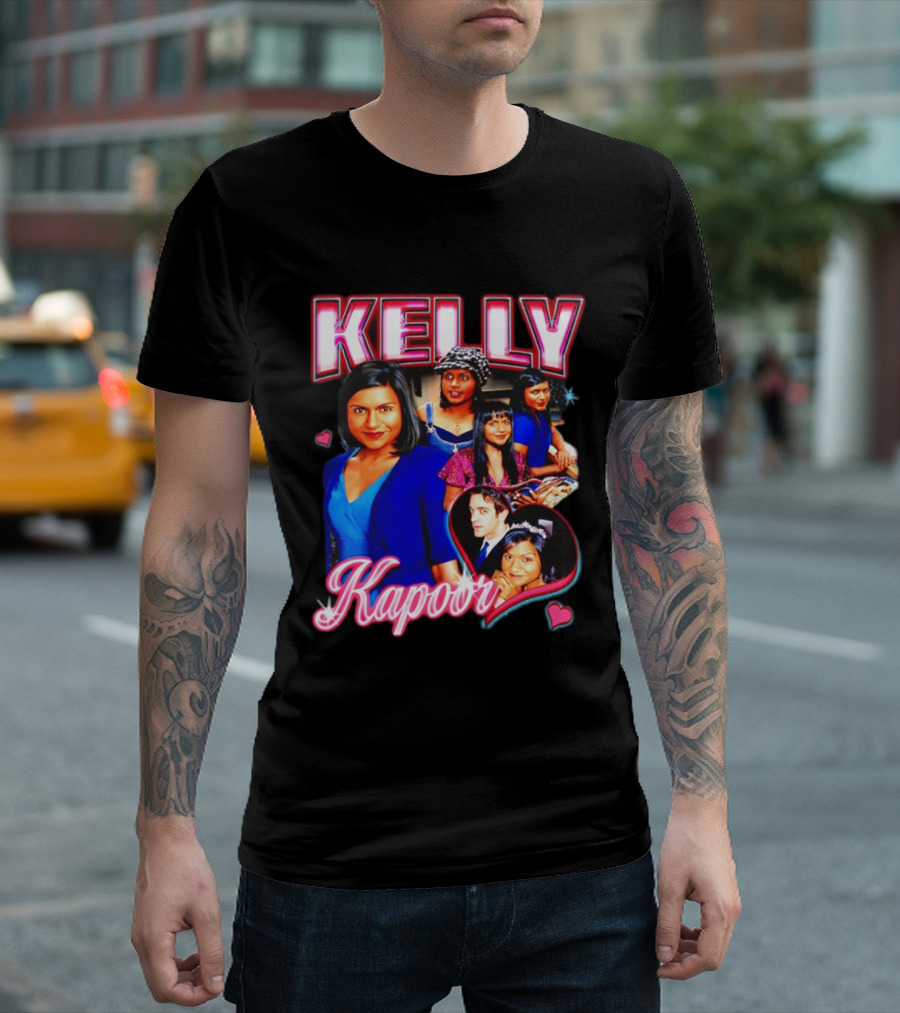 Kelly Kapoor 90s Bootleg Style With Hearts And Character Collage T-Shirt