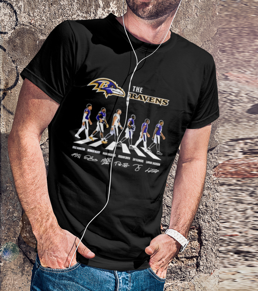 Baltimore Ravens Kyle Hamilton Derrick Henry Mark Andrews Roquan Smith Zay Flowers Lamar Jackson Walk Signatures T-Shirt