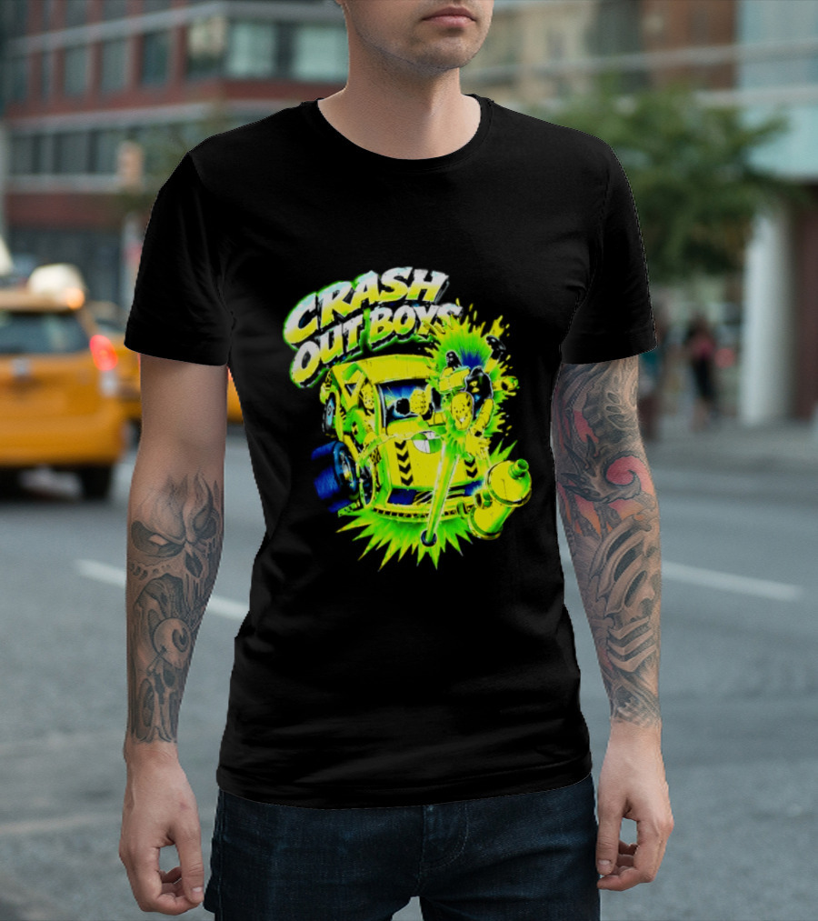 Crash Out Boys Neon Green Punk Streetwear Sludge T-Shirt
