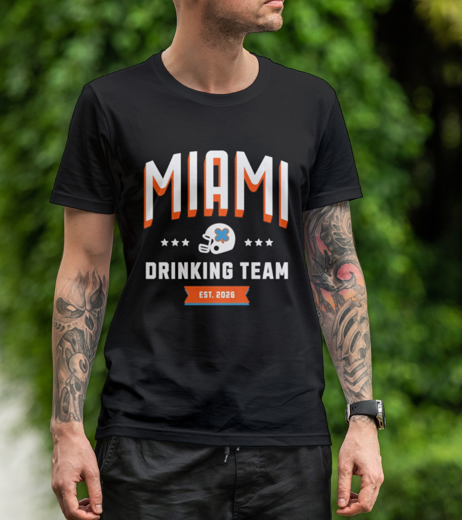 Miami Dolphins Drinking Team Est 2026 Football Helmet Stars T-Shirt