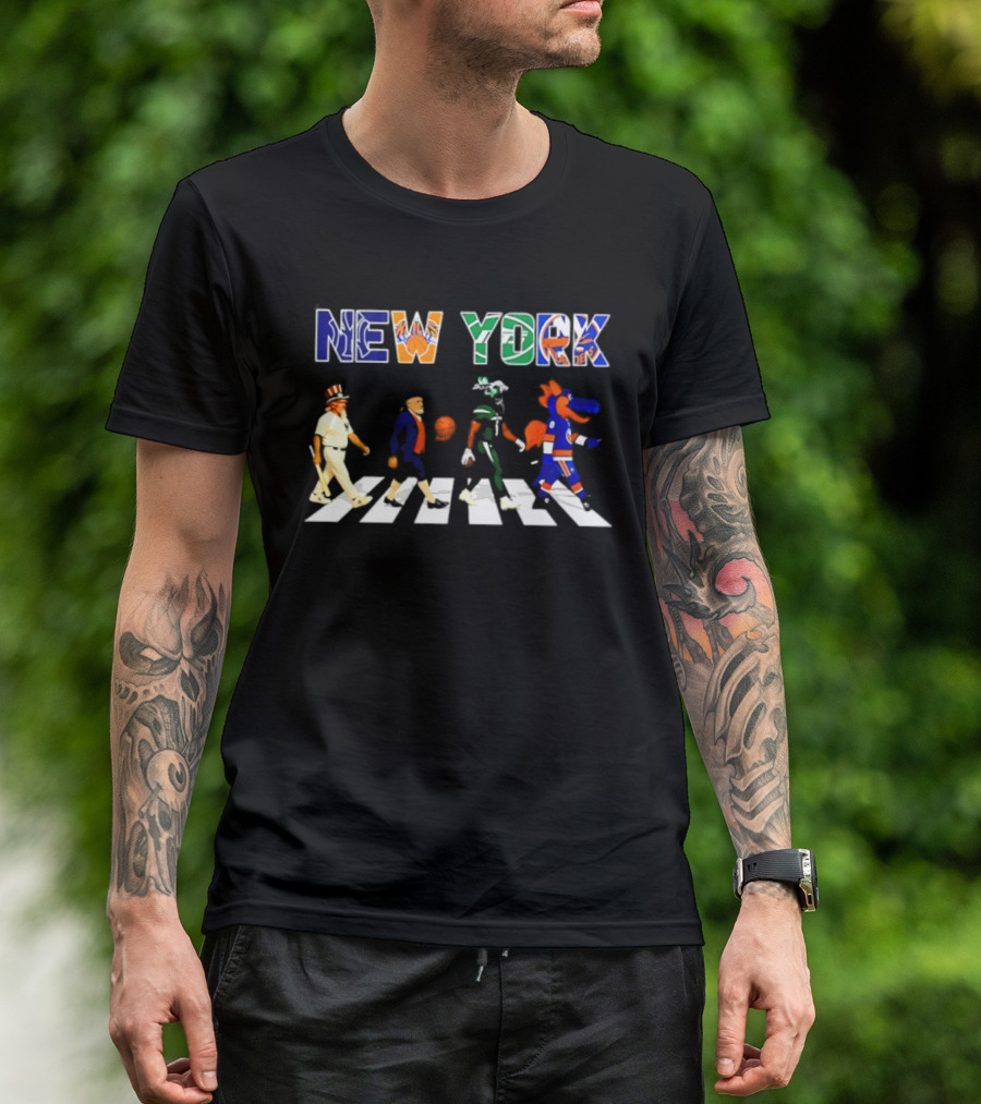 New York Yankees Knicks Jets Islanders Abbey Road Sports T-Shirt