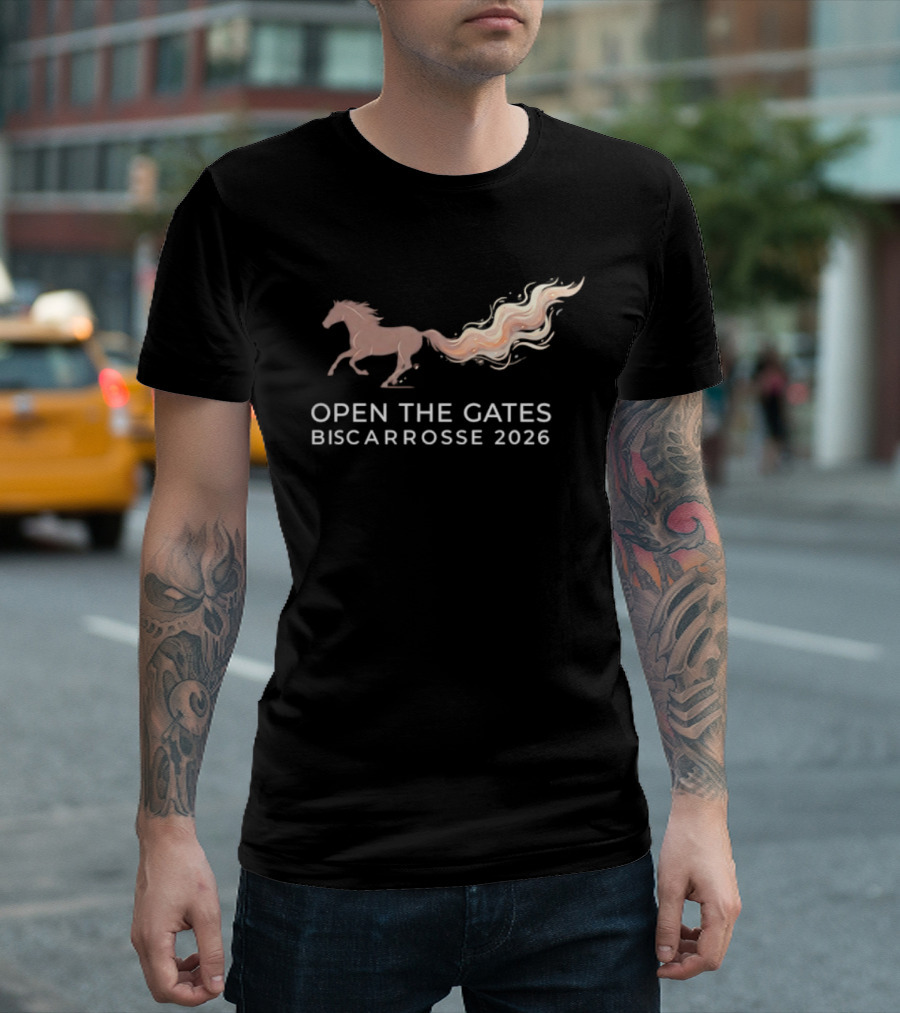 Open The Gates Biscarrosse 2026 Horse With Flowing Tail T-Shirt