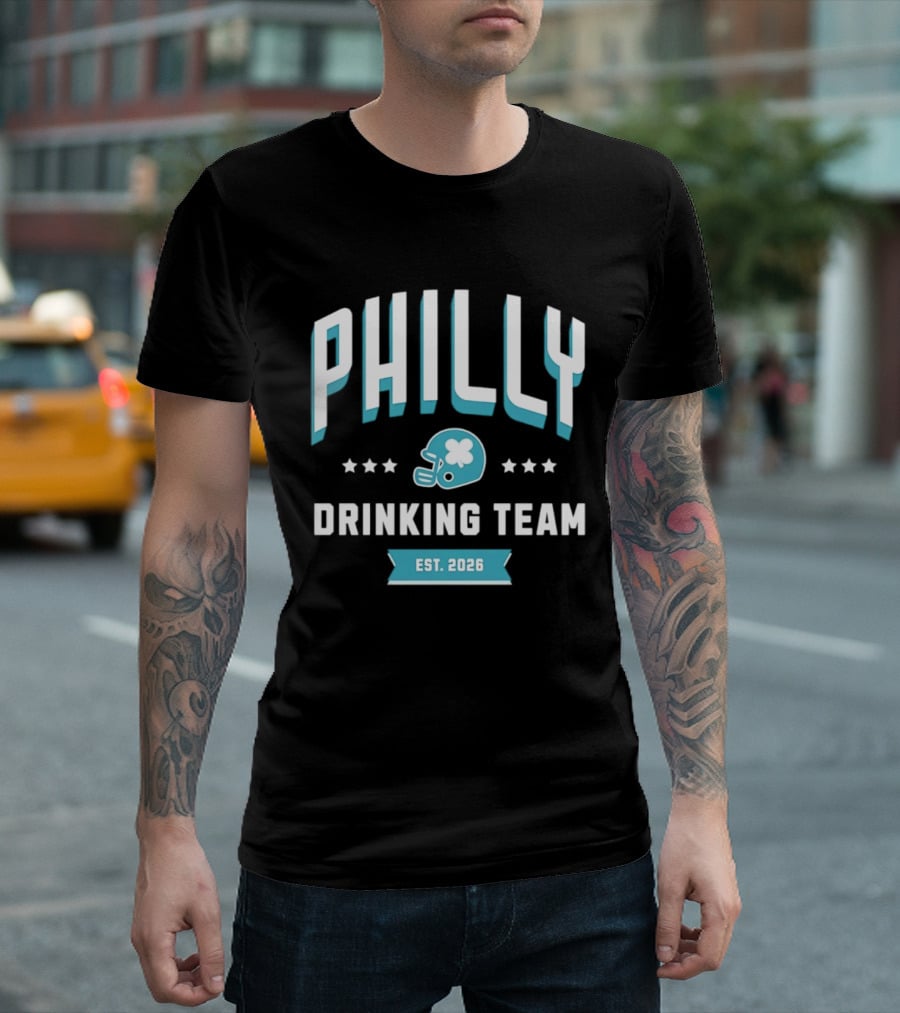 Philly Drinking Team Est 2026 Football Helmet Stars T-Shirt
