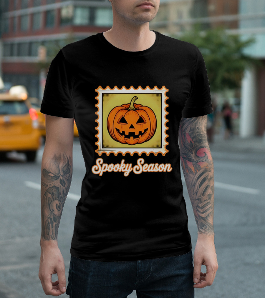 Spooky Season Pumpkin Stamp Halloween T-Shirt