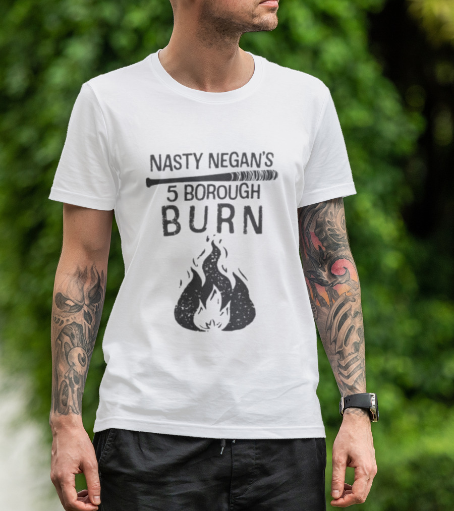 Nasty Negan's 5 Borough Burn Bat And Flame T-Shirt