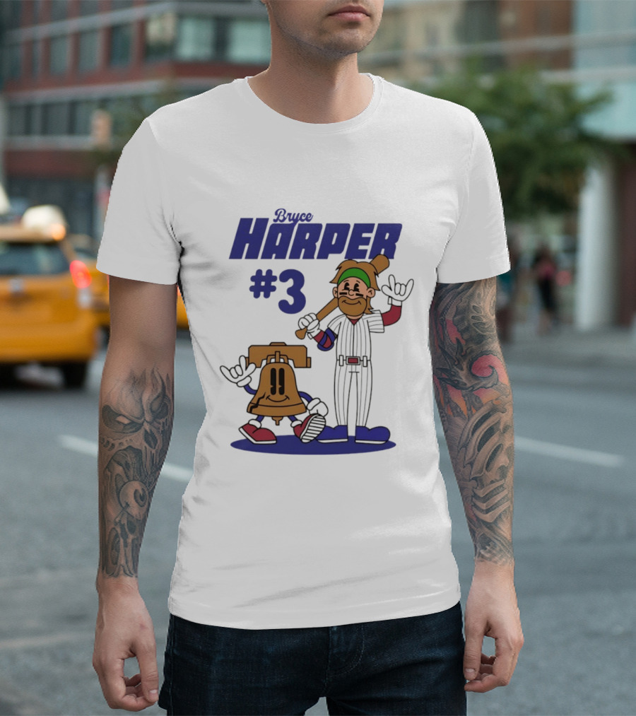 Bryce Harper #3 Philadelphia Phillies MLB Liberty Bell Animated Players T-Shirt