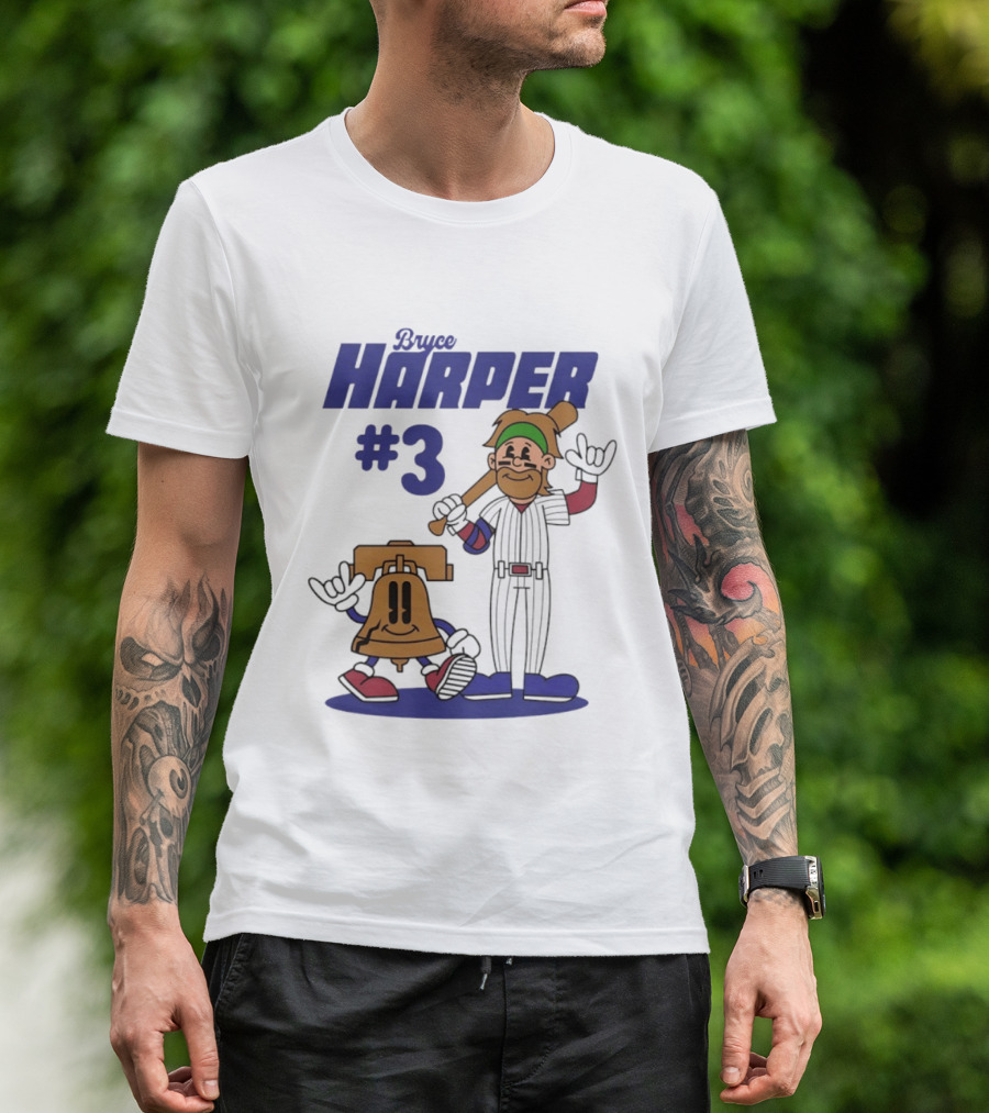 Bryce Harper #3 Philadelphia Phillies MLB Liberty Bell Animated Players T-Shirt