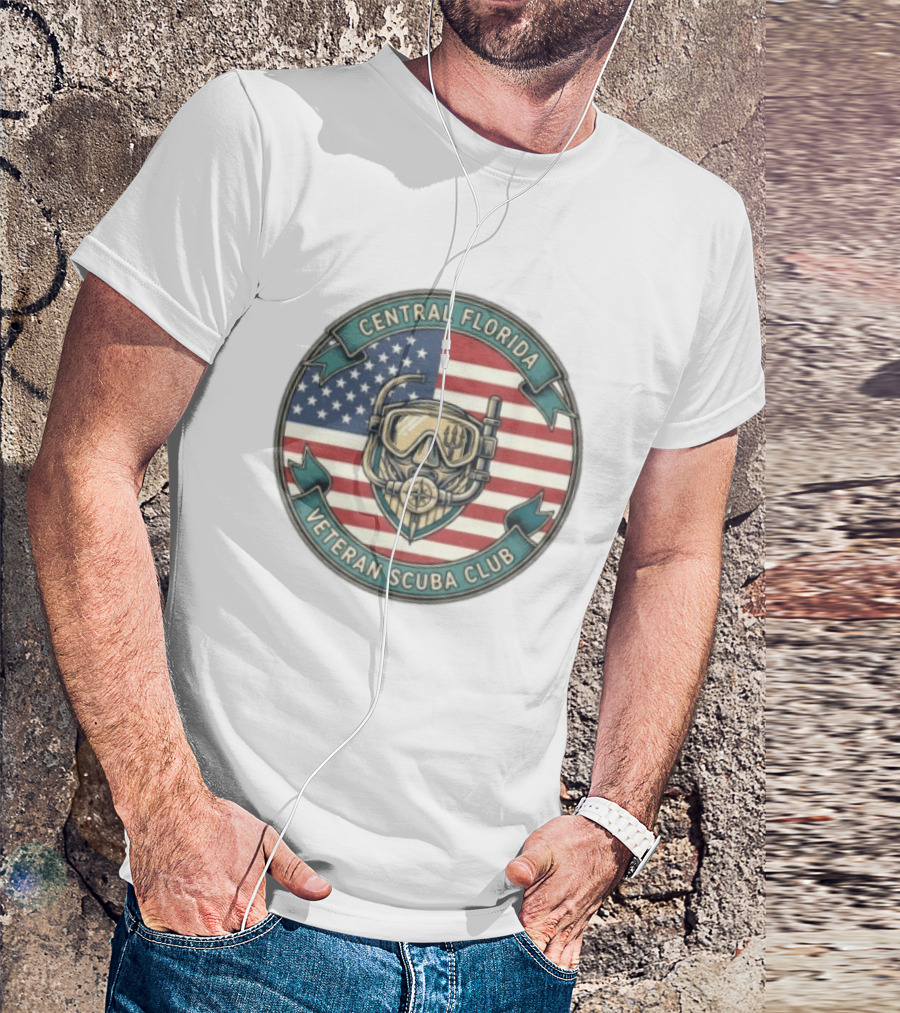 Central Florida Veteran Scuba Club American Flag Dive Mask T-Shirt