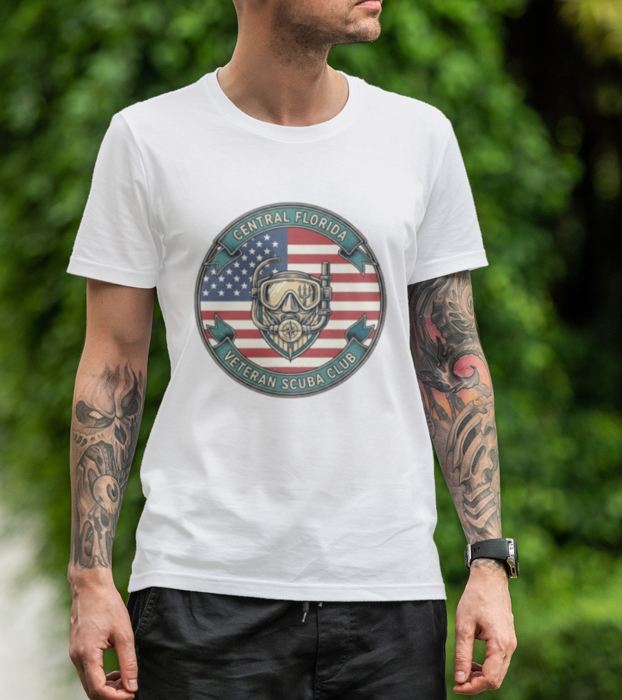 Central Florida Veteran Scuba Club American Flag Dive Mask T-Shirt