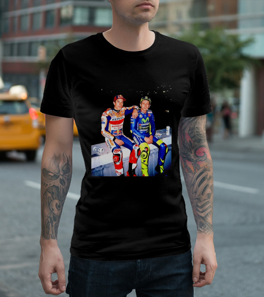 Valentino Rossi Marc Marquez MotoGP Repsol Yamaha Smoking Beer T-Shirt