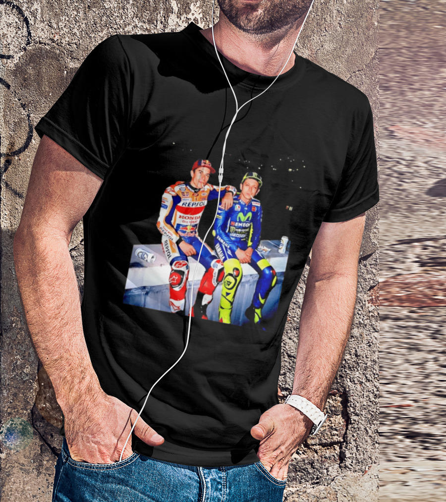 Valentino Rossi Marc Marquez MotoGP Repsol Yamaha Smoking Beer T-Shirt