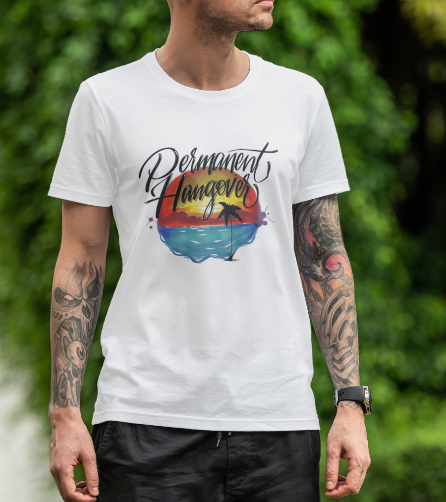 Permanent Hangover Sunset Palm 90s Bootleg Airbrush T-Shirt
