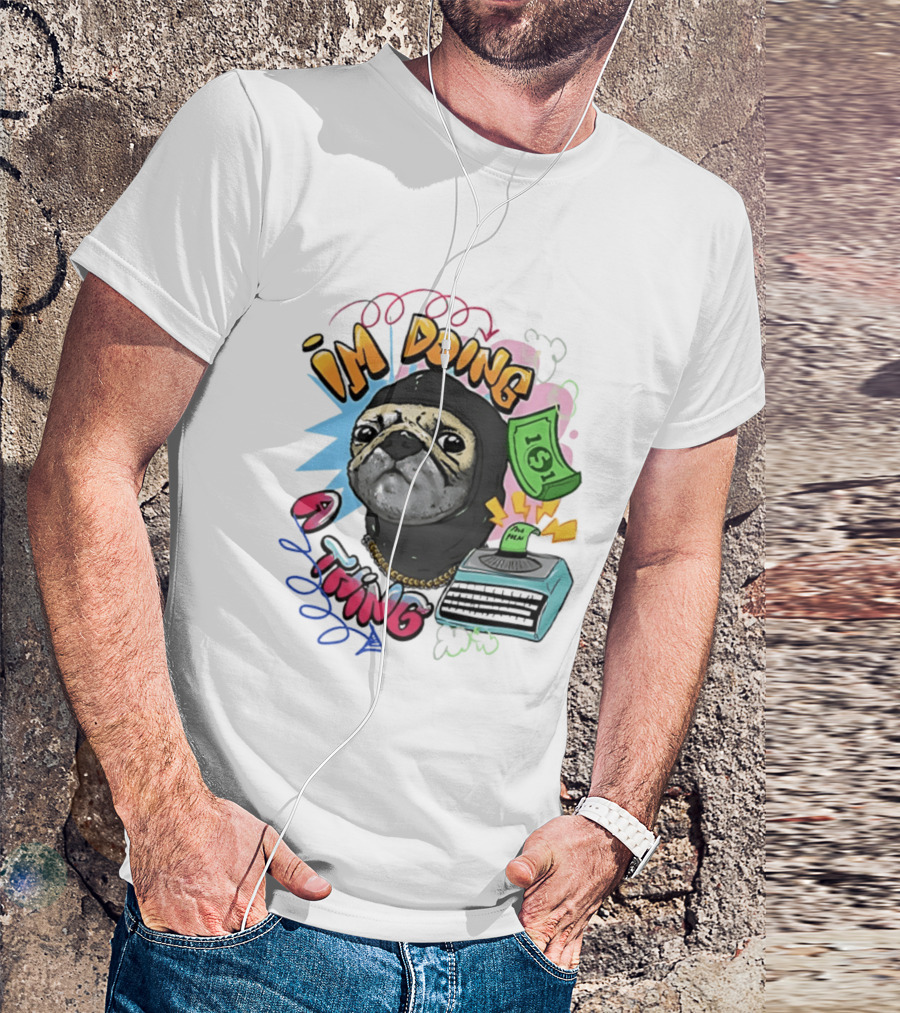 Roodabeguh Im Doing A Thing Funny Sloth In With Money And Typewriter T-Shirt