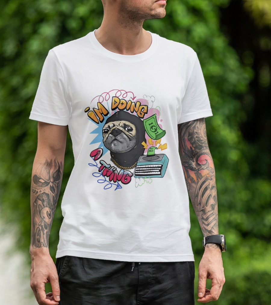 Roodabeguh Im Doing A Thing Funny Sloth In With Money And Typewriter T-Shirt