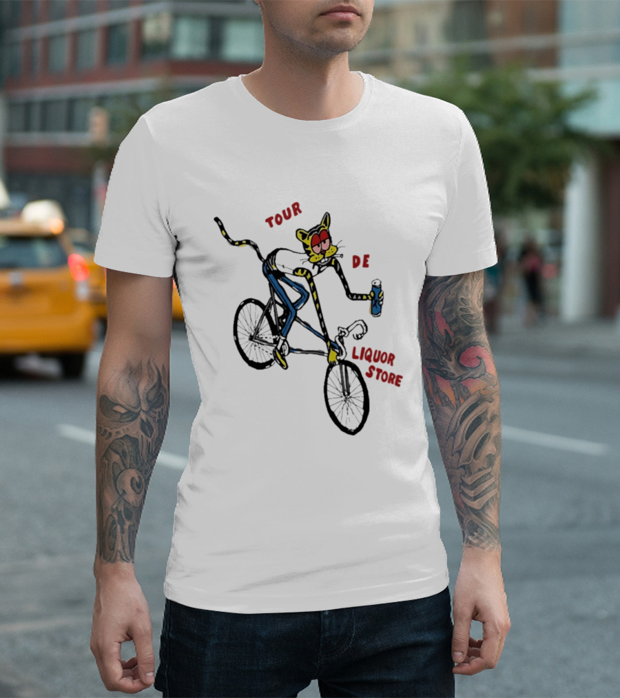 Tour De Liquor Store Cat Bicycle Cycling T-Shirt