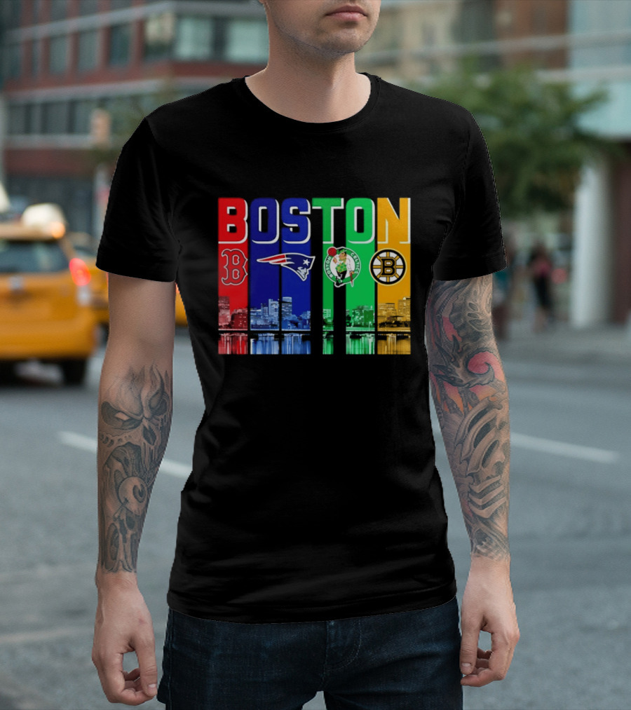 Boston Red Sox Patriots Celtics Bruins Skyline T-Shirt