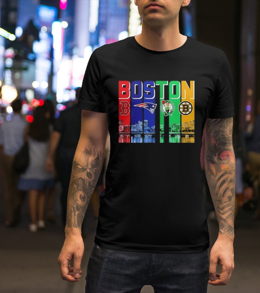 Boston Red Sox Patriots Celtics Bruins Skyline T-Shirt