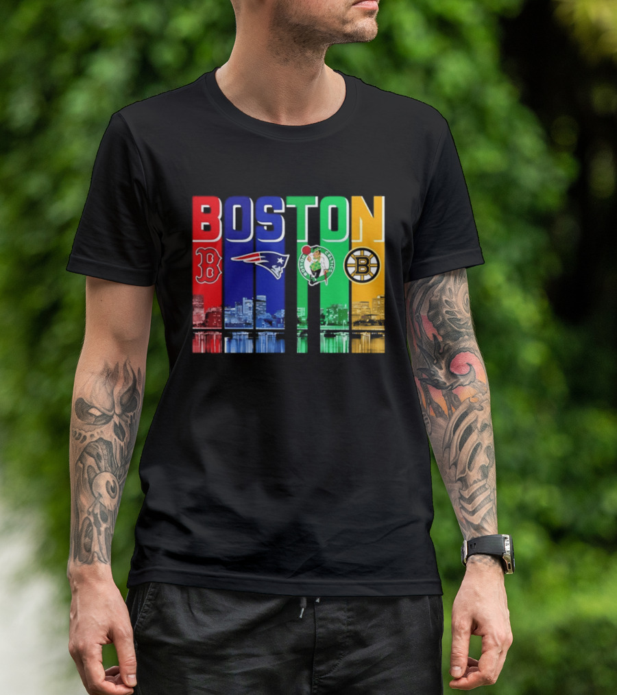 Boston Red Sox Patriots Celtics Bruins Skyline T-Shirt