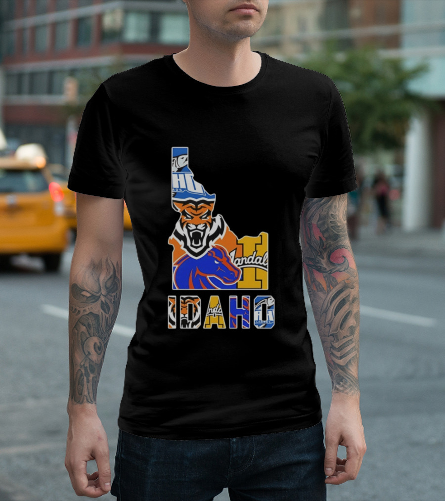 Idaho State Bengals Boise State Broncos Vandals Map Collage 2026 T-Shirt