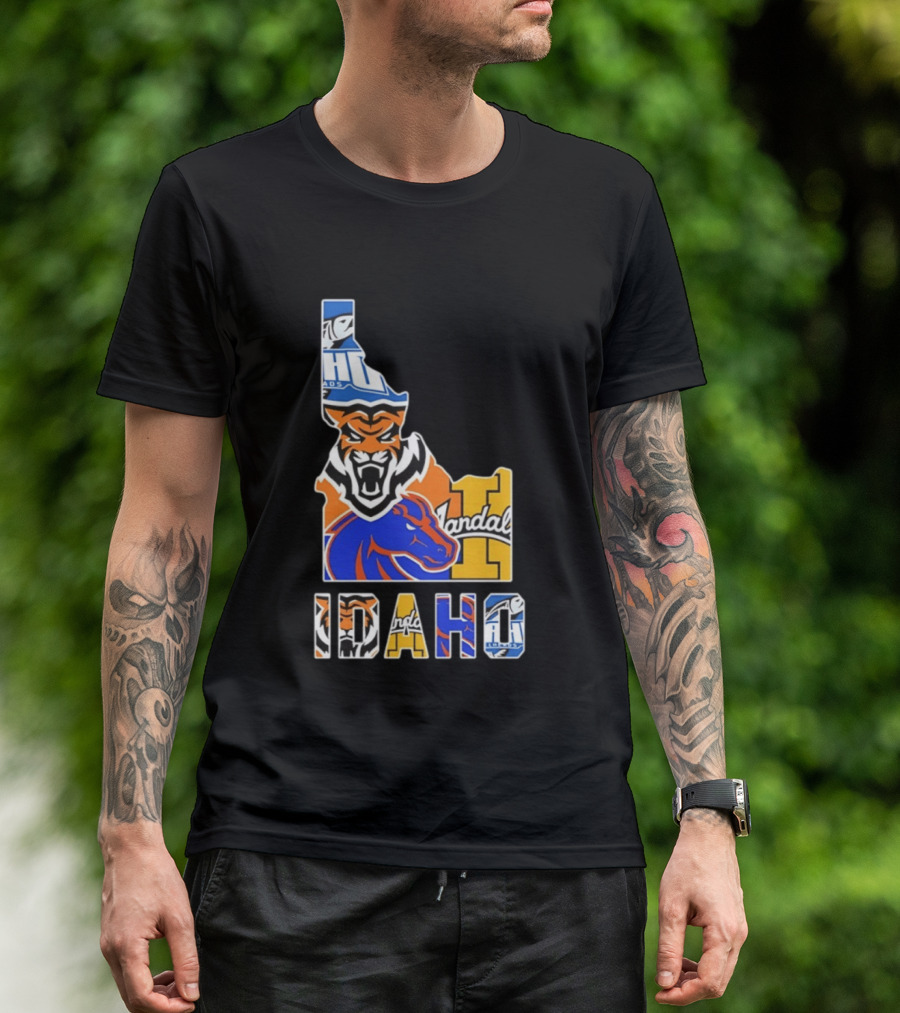 Idaho State Bengals Boise State Broncos Vandals Map Collage 2026 T-Shirt