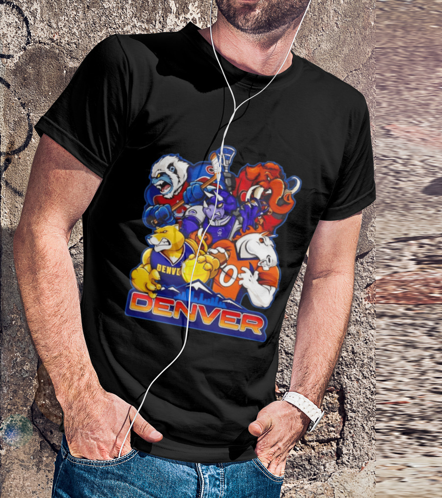 Denver Sports Teams Mascot Collage Featuring Iconic City T-Shirt