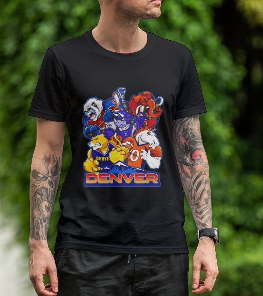 Denver Sports Teams Mascot Collage Featuring Iconic City T-Shirt